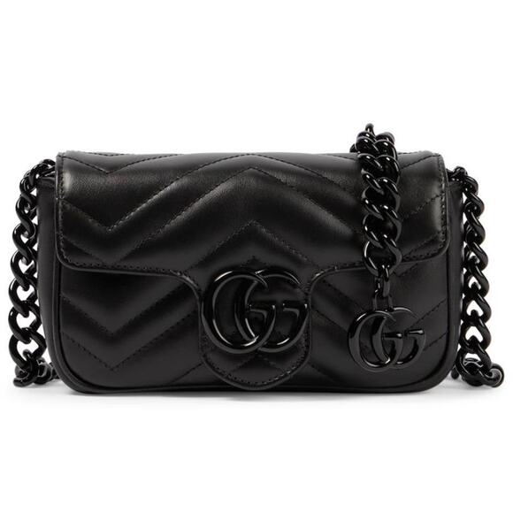 GUCCI Marmont GG logo chain quilted leather belt bag - Picture 1 of 6